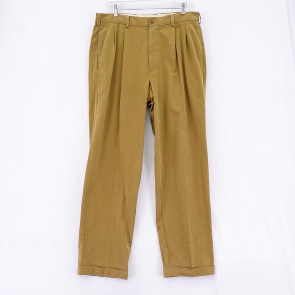 Brooks Brothers Country Club Light Brown Cotton Chino Pants 34 / 31 Mid Rise Ple - Picture 1 of 7